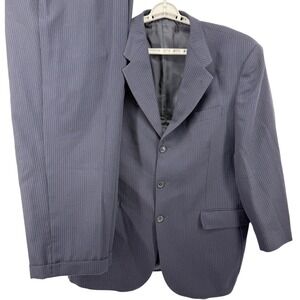 VTG Enzo High Twist Collection Tovare Suit Men 56R Pants 40x30 Blue Wool Italy